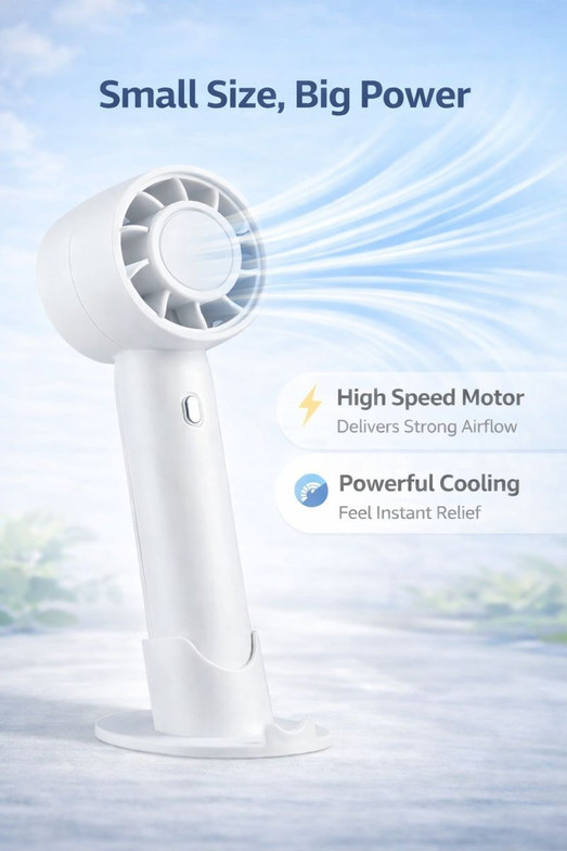3BAAN Modern Mini Fan with Stable Base X688 Handheld cooling mini fan portable rechargeable USB compact personal fan USB Fan (Multicolor)