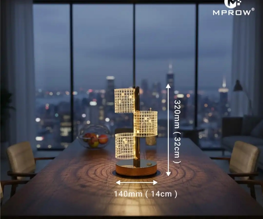 Lexton 8 Inch Acrylic Column Touch Sensor LED Table Lamp with 3 Light Modes | Rechargeable Decorative Lamp for Bedroom, Living Room, Office & Home Decor