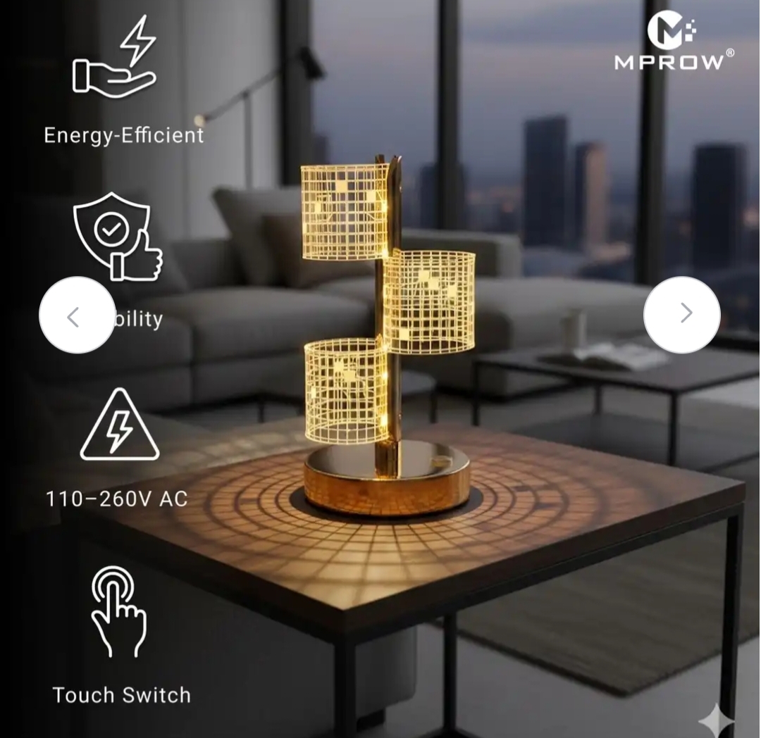 Lexton 8 Inch Acrylic Column Touch Sensor LED Table Lamp with 3 Light Modes | Rechargeable Decorative Lamp for Bedroom, Living Room, Office & Home Decor