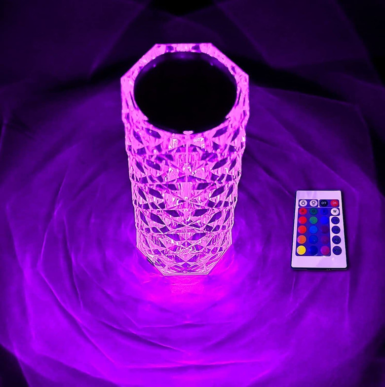 Ratixes Crystal Lamp,Touch Control Rose Lamp, Table Lamp with 16 RGB Color Changing, Night Lamp (32 cm, White)