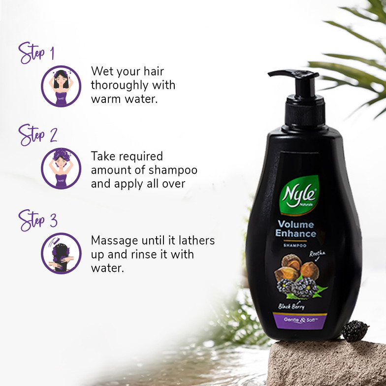 Nyle Volume Enhance Shampoo_For Voluminous Hair |With Natural Reetha & Blackberry (400 ml)