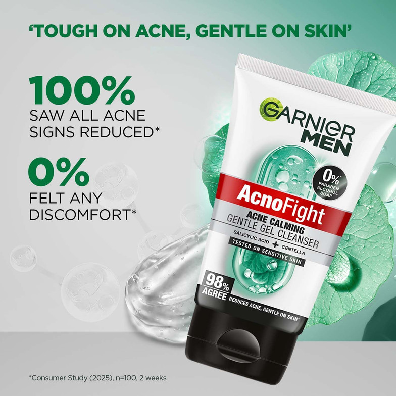 Garnier Men AcnoFight Acne Calming Gel Cleanser with Salicylic Acid & Centella for Men