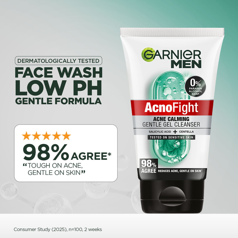 Garnier Men AcnoFight Acne Calming Gel Cleanser with Salicylic Acid & Centella for Men