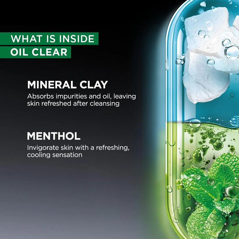 Garnier Men Oil Clear Deep Cleansing, with Mineral Clay and Menthol Face Wash (100 g) ll