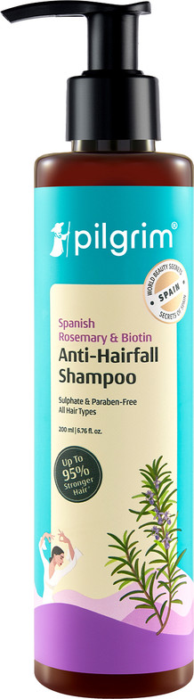 Pilgrim Spanish Rosemary Biotin Shampoo for Men & Women|Reduce Hair loss & Breakage (200 ml)