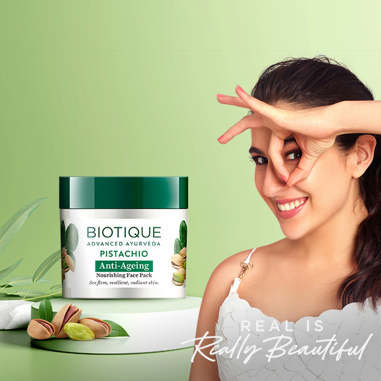 BIOTIQUE Pistachio Anti Ageing Nourishing Face Pack for All Skin Types, 50gm (50 g