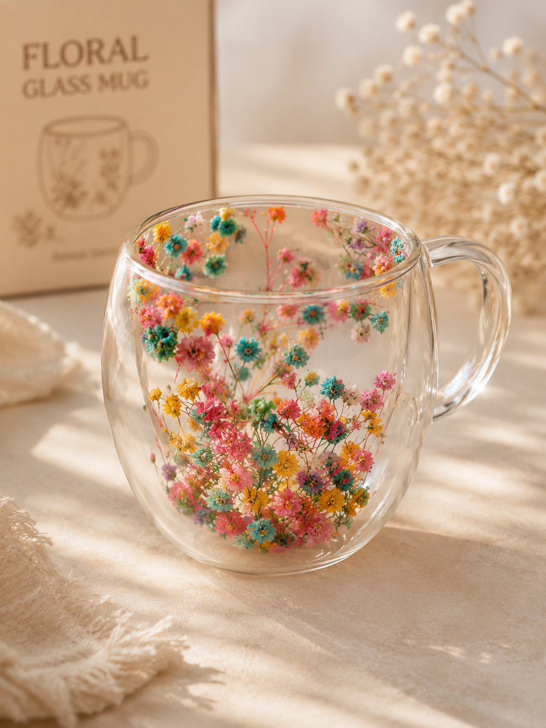 Flower glass mug