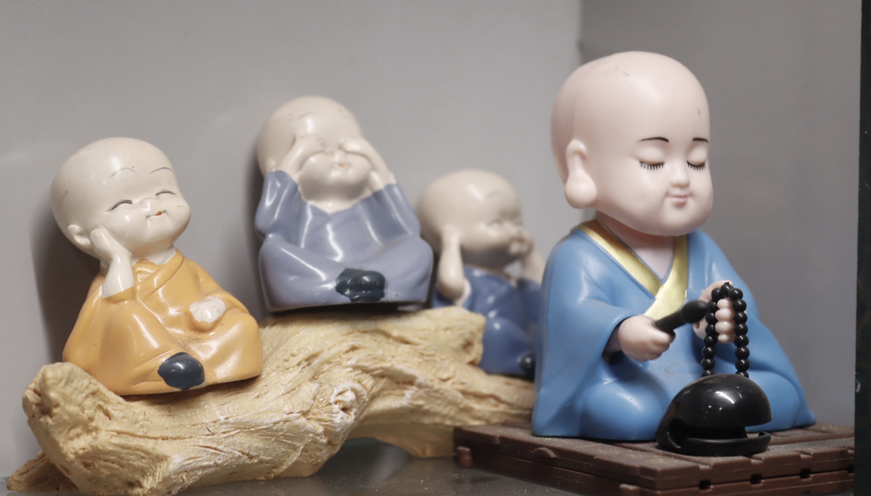 buddha Decorative Showpiece  -  12 cm (Polyvinyl Chloride, Fabric, Yellow)