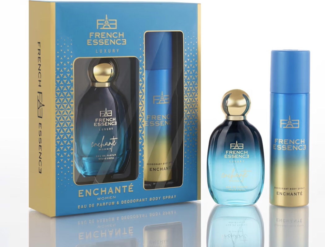 FRENCH ESSENCE Luxury Gift Set For Women - Perfume 60Ml & Deodorant 150Ml | Perfume and Deo Combo |Premium Gift for Wife & Girl Friend (Enchante)FRENCH ESSENCE Luxury Gift Set For Women - Perfume 60Ml & Deodorant 150Ml | Perfume and Deo Combo |P…