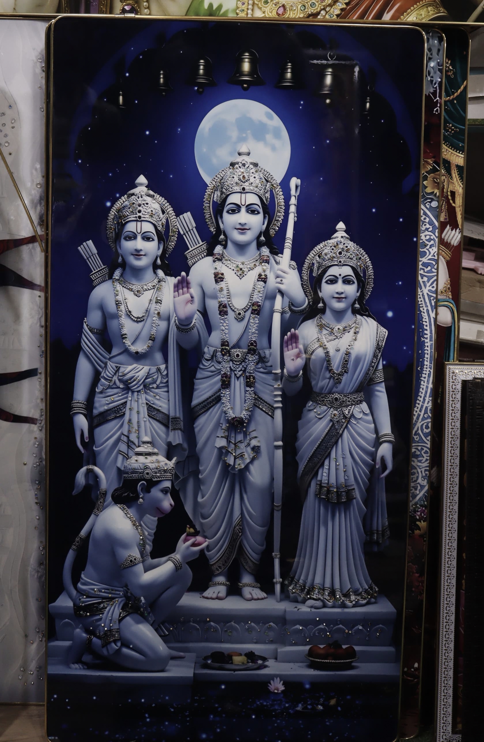 Ram Sita ji  Wall Painting with Black Frame | Premium Marble Finish HD Print | Religious Wall Decor for Home, Living Room, Bedroom & Pooja Room | MDF Board with 220 Micron | Ready to Hang