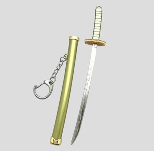 Mini ONE Piece Anime Zoro Katana Keychain Sheathed Alloy Sword Collectible Toy Model 15 cm