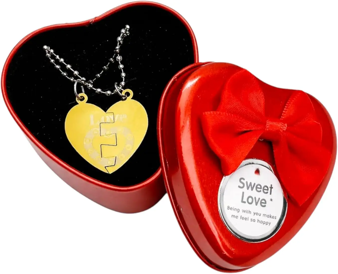 Valentine Gift For His & Her - Broken Heart Keychain Comes With Red Heart Shape Box For Lovers (Pack Of 1) Best Gift For Wife, Girlfriend & Bestfriend - Couple Matching Pendant