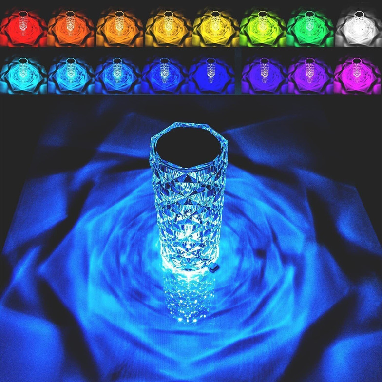 Ratixes Crystal Lamp,Touch Control Rose Lamp, Table Lamp with 16 RGB Color Changing, Night Lamp (32 cm, White)