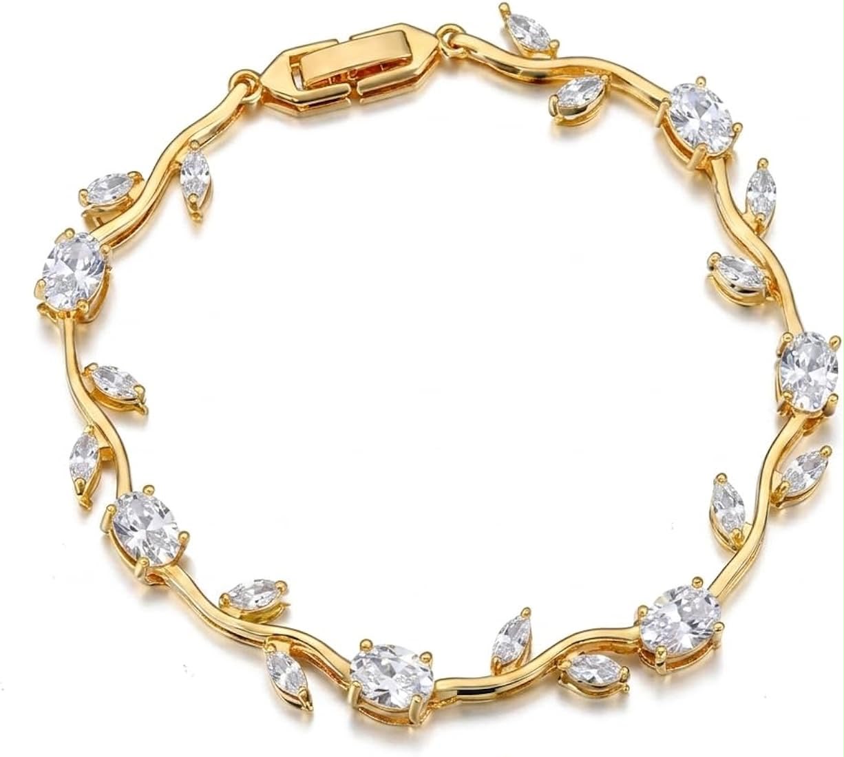 Crystal White Tulip Vine Link Bracelet