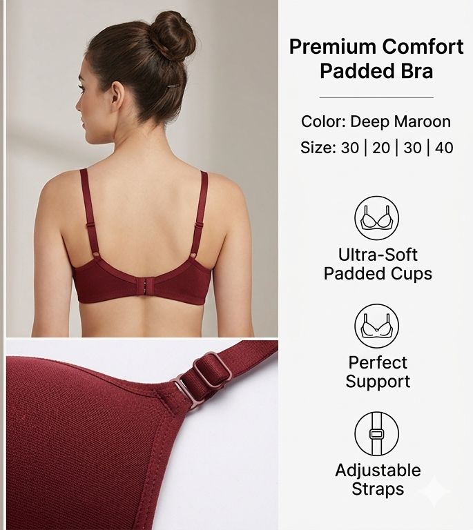 Divine Maroon Ultimate Support Padded Bra - Maxi Form Series