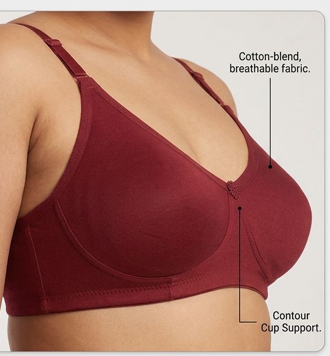 Maroon Premium Comfort Non-Padded Everyday Bra