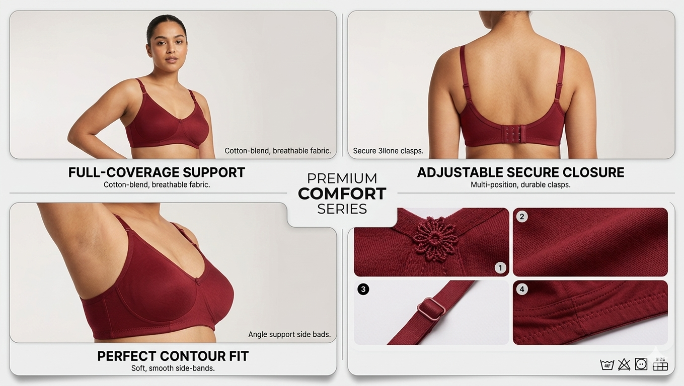 Maroon Premium Comfort Non-Padded Everyday Bra