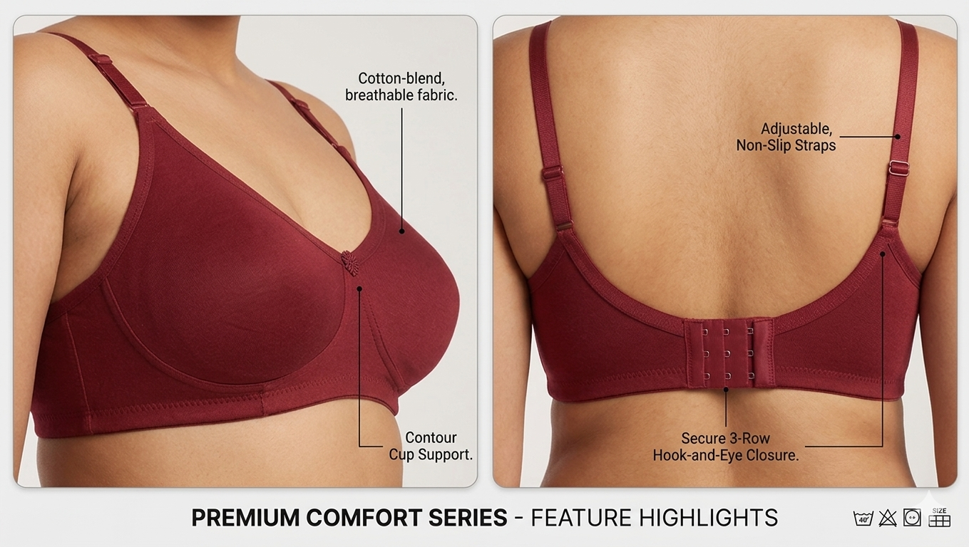 Maroon Premium Comfort Non-Padded Everyday Bra