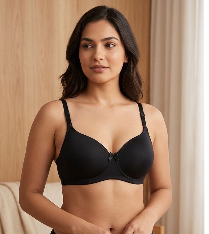 Ultra-Soft Everyday T-Shirt Bra - Comfort & Lift Series (Black)