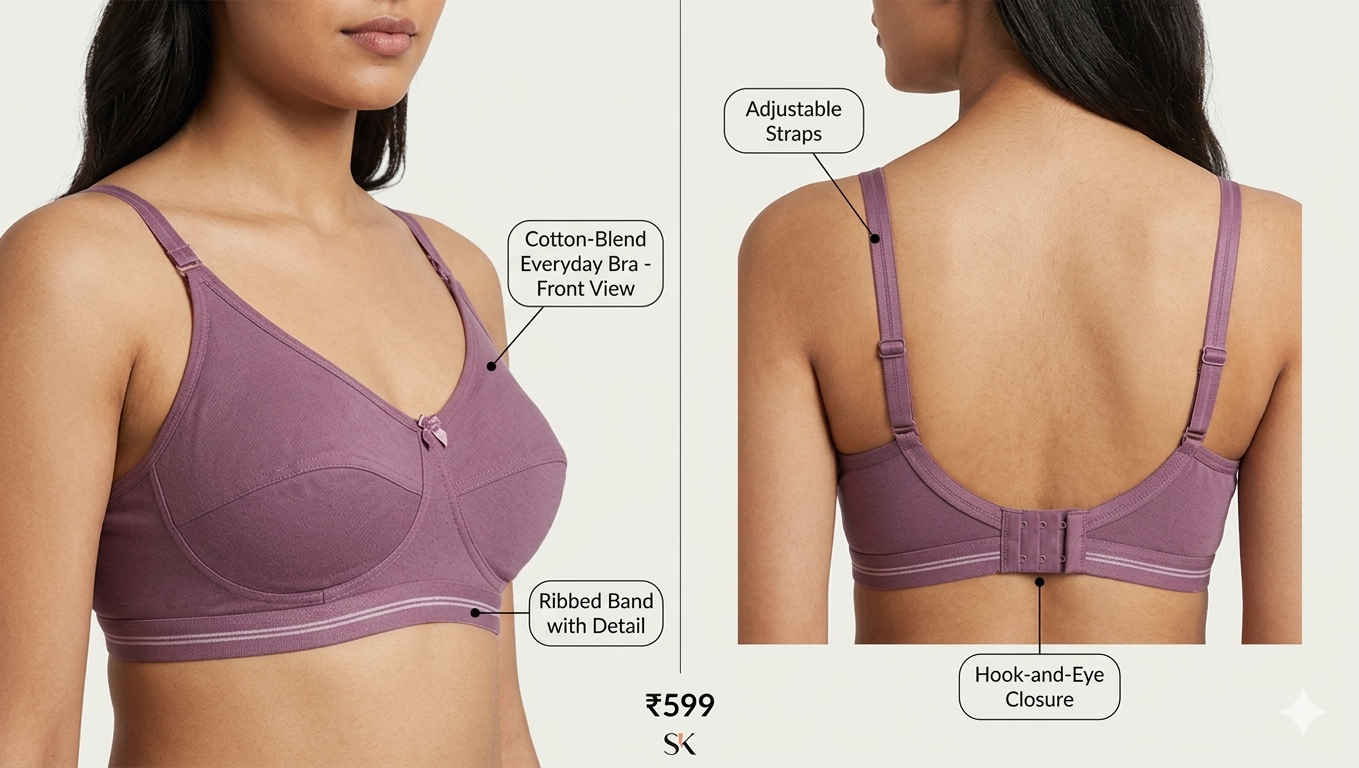 Mauve Daily Comfort Cotton Non-Padded Bra (SK Dreams Series)