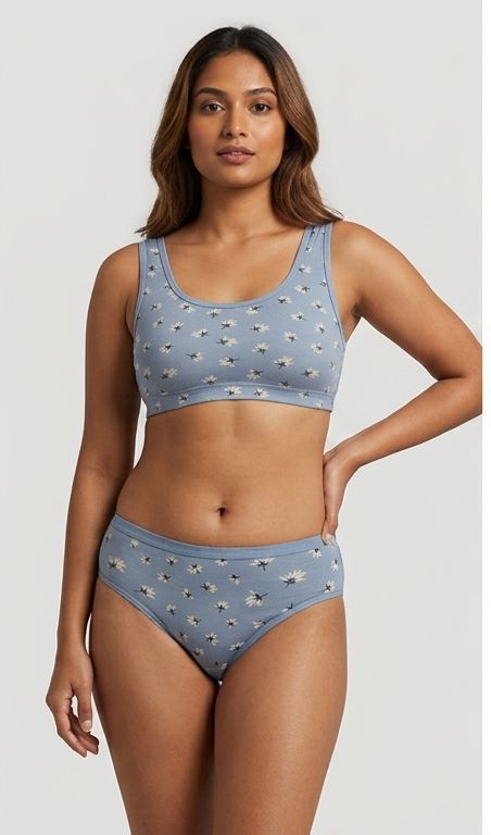 Daily Ease Muted Blue scattered Daisy Panty