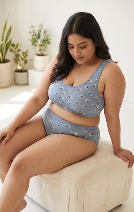 Daily Ease Muted Blue scattered Daisy Panty