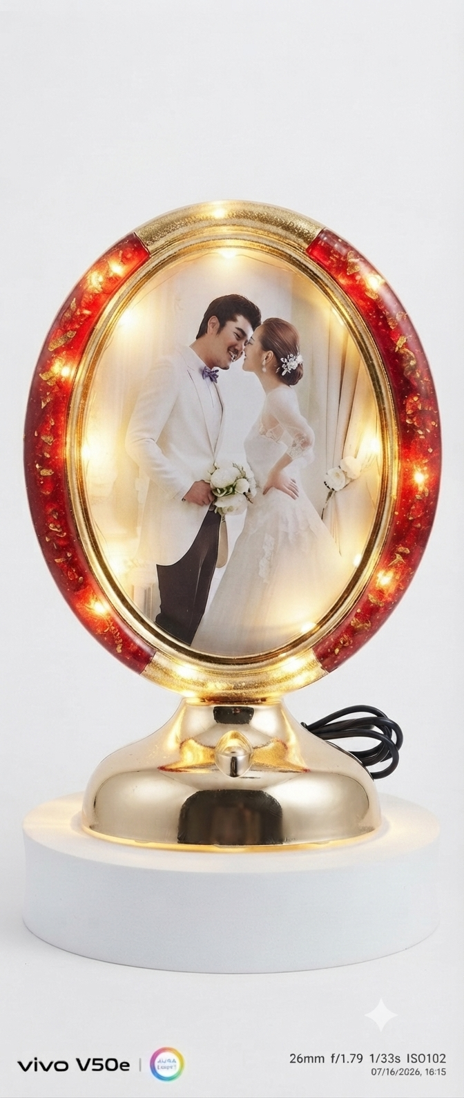 Oval "Magic" Mirror and Photo Frame with LED Light