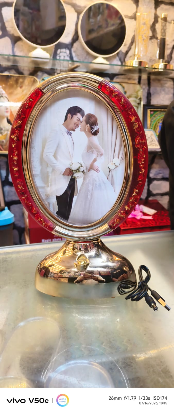 Oval "Magic" Mirror and Photo Frame with LED Light