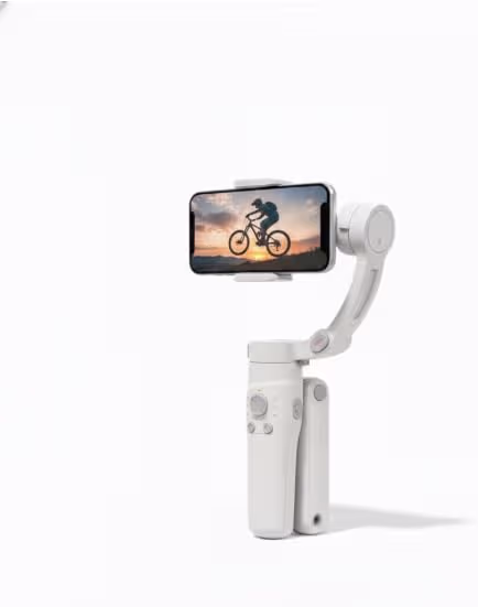 M1 3-Axis Smartphone Stabilizer Gimbal, White, Foldable Design, Portable Video Recording