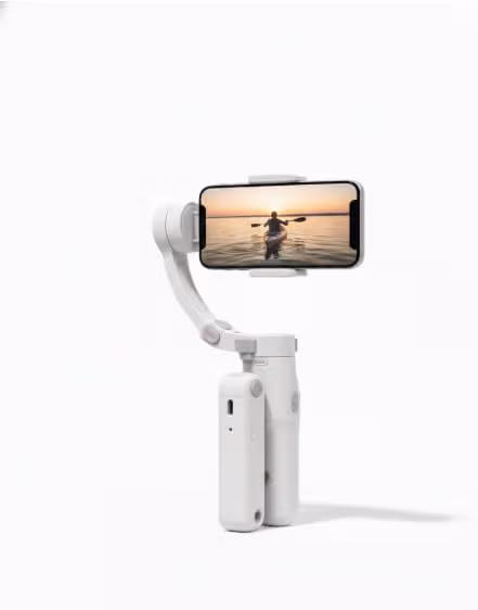 M1 3-Axis Smartphone Stabilizer Gimbal, White, Foldable Design, Portable Video Recording