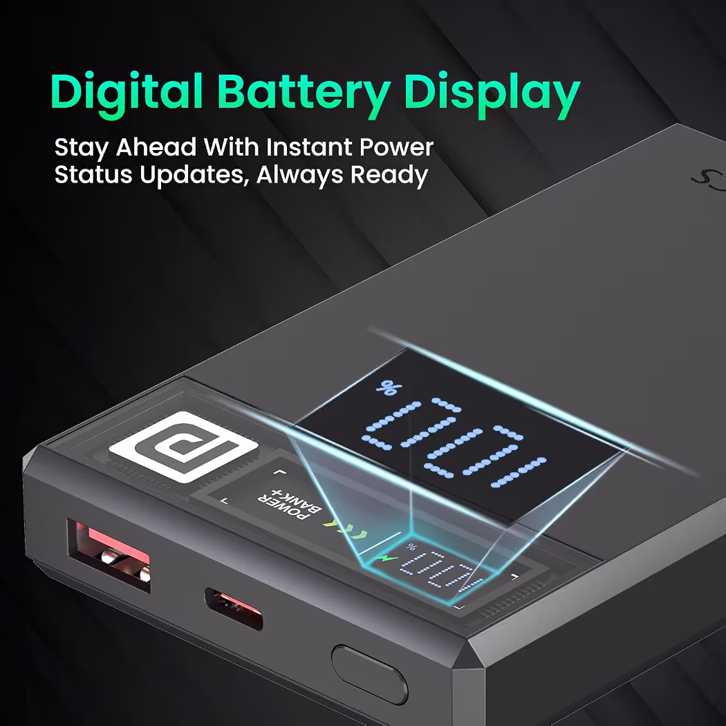 Portronics Luxcell MagClick 10k 10000 mAh 15W Magnetic Wireless Fast Charging Power Bank Premium Finish, 22.5 Wired Output Compatible with iPhone 12 & Above,Type C Smartphones,Tablets(Dark Grey)