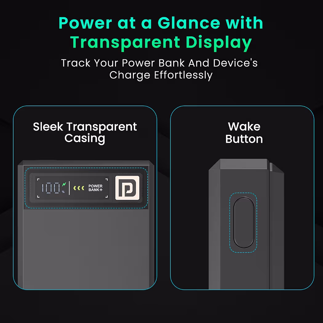 Portronics Luxcell MagClick 10k 10000 mAh 15W Magnetic Wireless Fast Charging Power Bank Premium Finish, 22.5 Wired Output Compatible with iPhone 12 & Above,Type C Smartphones,Tablets(Dark Grey)