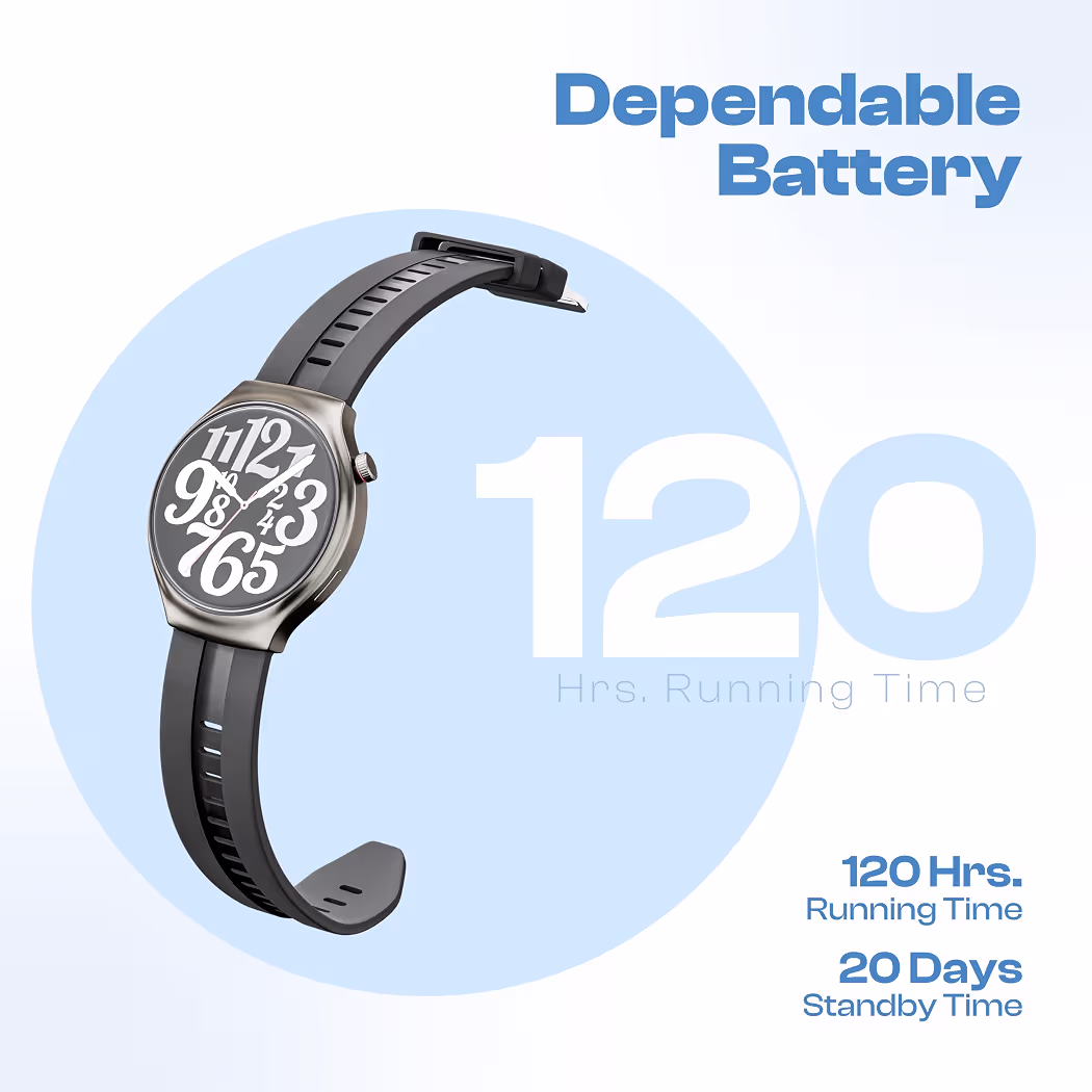 UBON Smartwatch with Bluetooth Calling, 120Hrs Battery, HD Display, Silicone Strap, Health Tracker, Sports Modes & Rotating Crown (Android & iOS Compatible) SW-161 BOSS