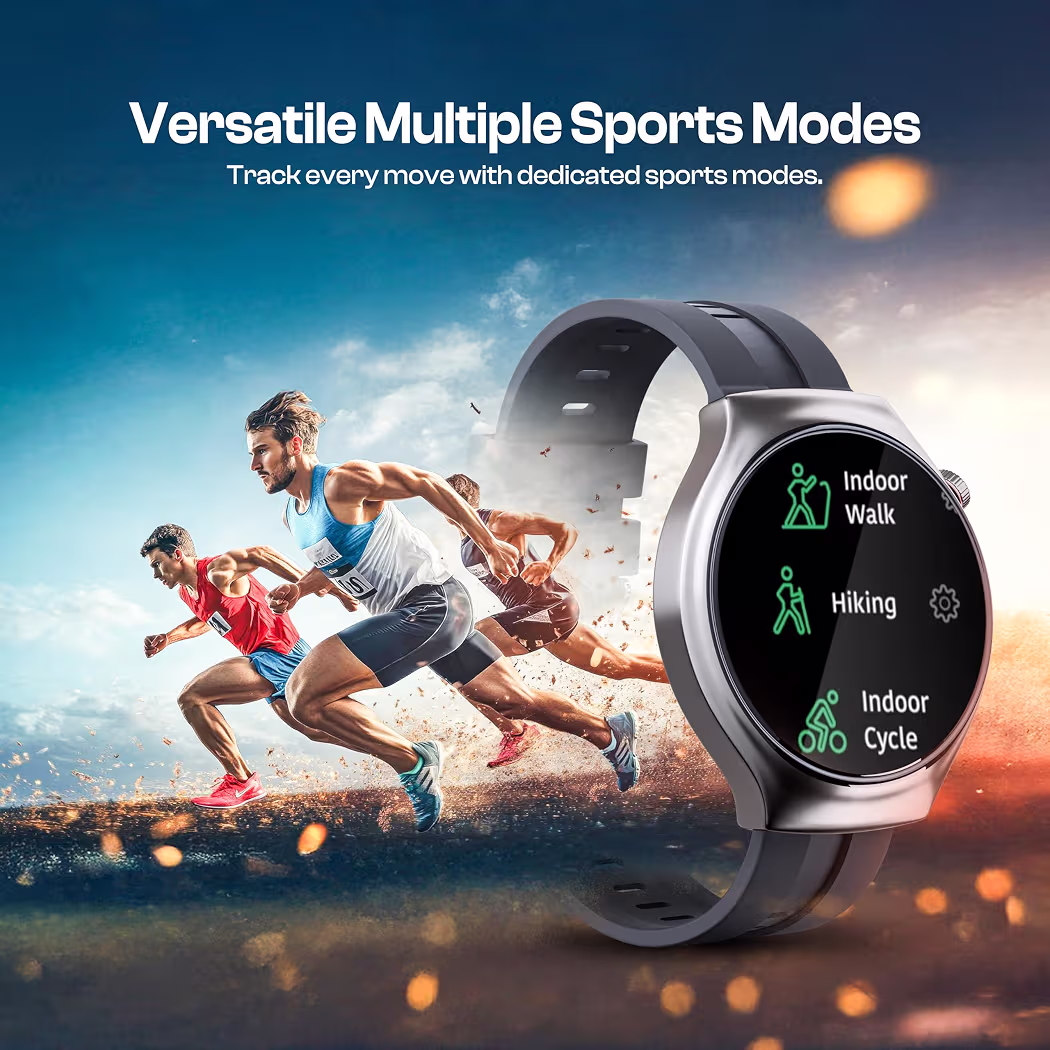 UBON Smartwatch with Bluetooth Calling, 120Hrs Battery, HD Display, Silicone Strap, Health Tracker, Sports Modes & Rotating Crown (Android & iOS Compatible) SW-161 BOSS