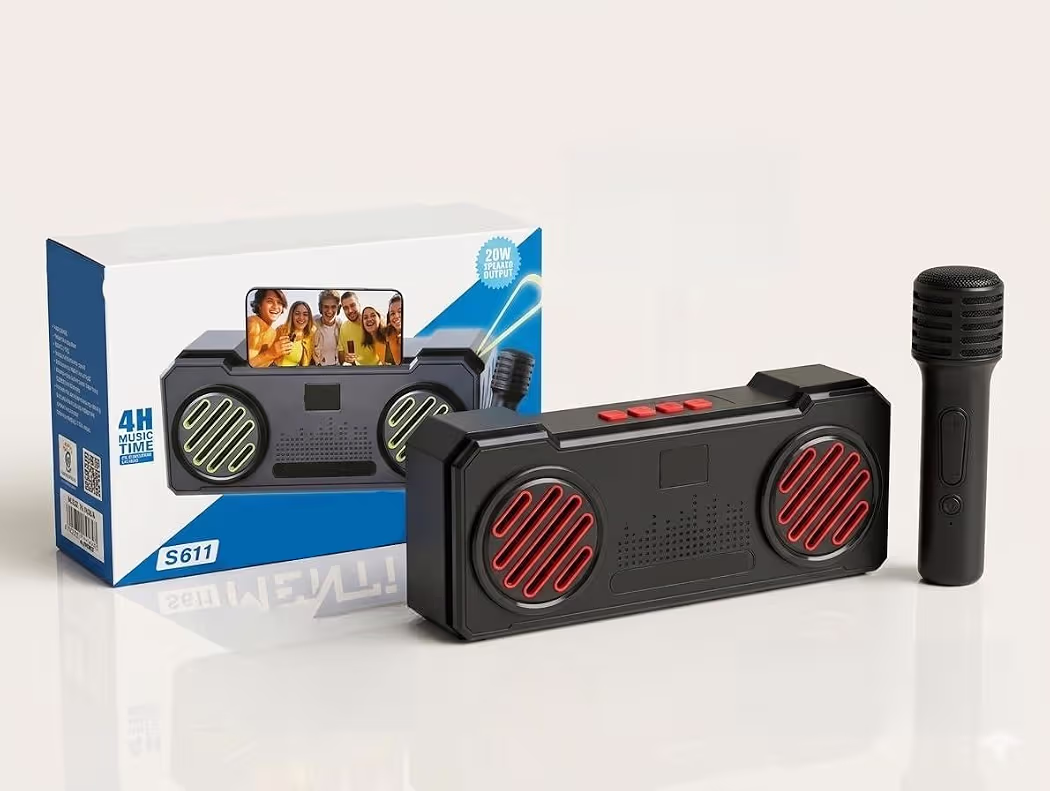 Menti S611 Portable Bluetooth 5.0 Speaker with Karaoke Microphone | 20W Powerful Sound Output | 4 Hours Playback | Wireless Party Speaker for Home & Outdoor Use