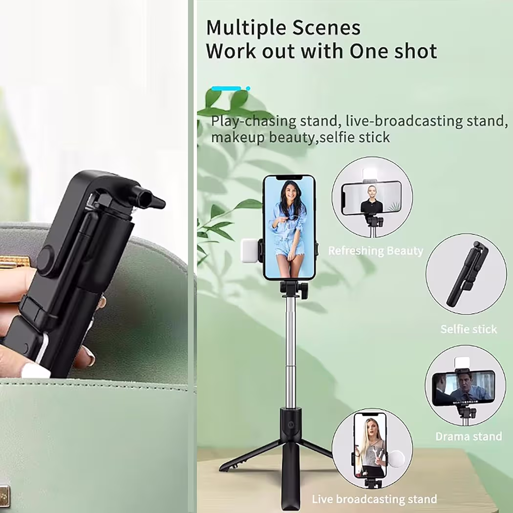 KWICKCLICK RS1 Bluetooth Selfie Stick with Wireless Remote & Tripod Stand | Extendable 3-in-1 Selfie Pole & Foldable Phone Holder for iPhone & Android | Lightweight Portable Vlogging Kit for Travel