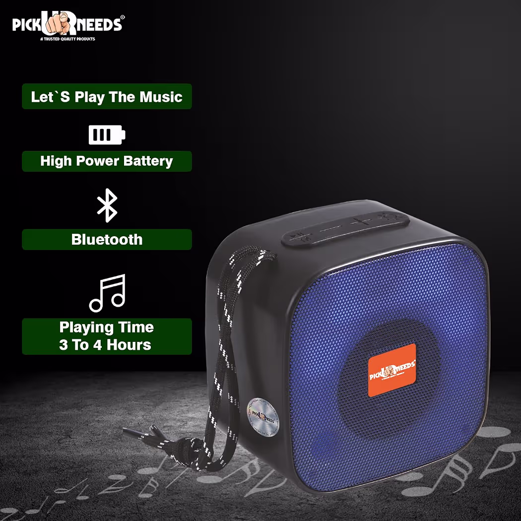 Pick Ur Needs Wireless Rechargeable Portable Bluetooth Speaker | Water Proof | Splash Proof | Premium Speaker Compatible with All Mobile Phone (Black)