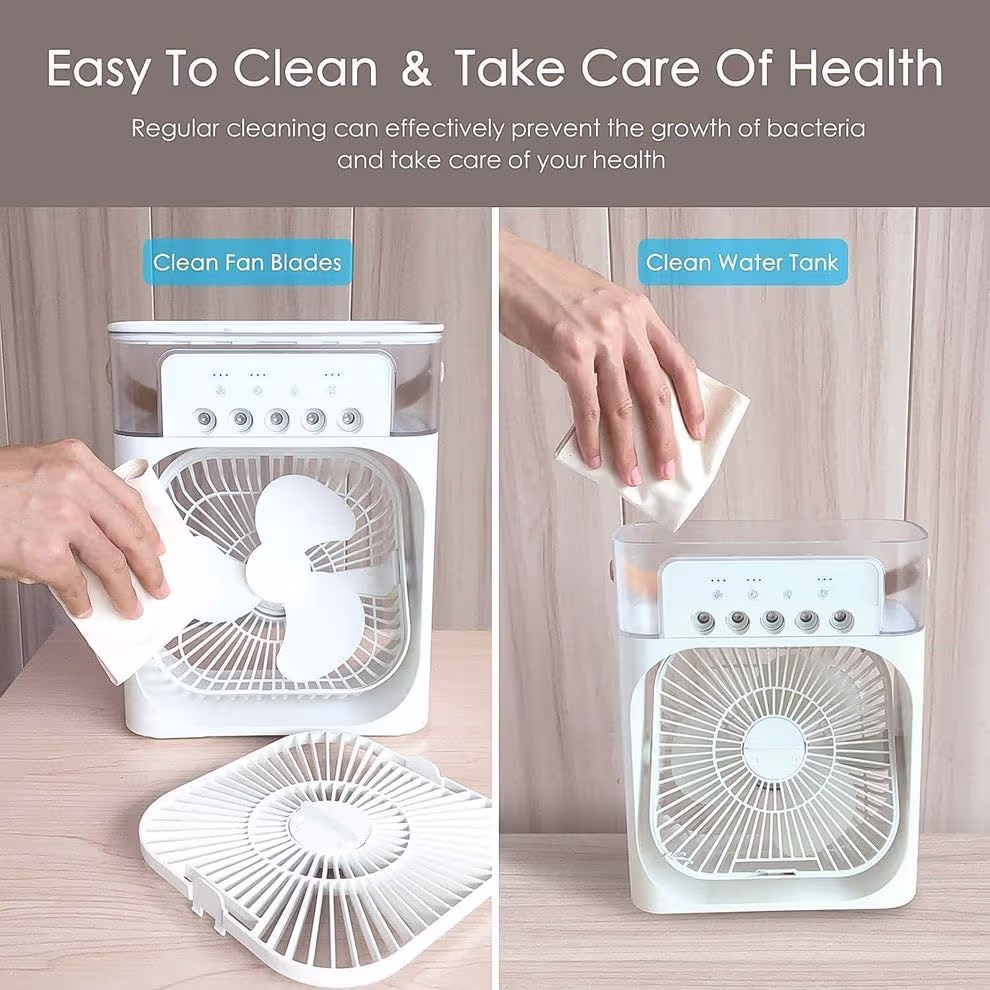 Portable Air Cooler Fan with 7-Color LED Light | USB Personal Air Cooler | Adjustable Wind Speed & 60° Oscillation | Portable Air Cooler for Home, Office & Travel