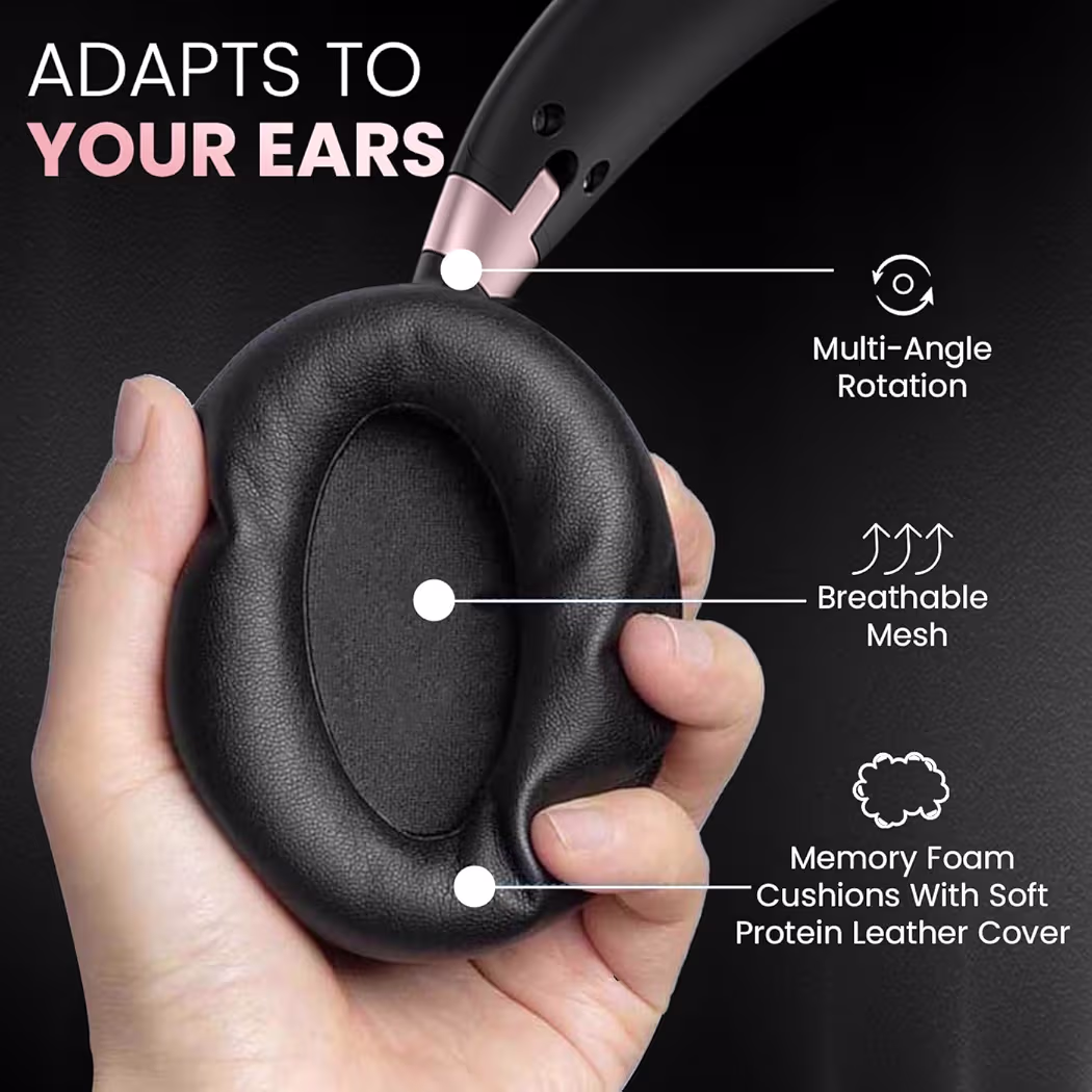 Portronics Muffs M3 Over Ear Headphones with ANC Enabled, Upto 40 Hours Playtime, in-Built Mic, 40mm Driver, Powerful Bass, Soft Ear Cushion, BT 5.3V, AUX in, Foldable Design, Type C Fast Charging