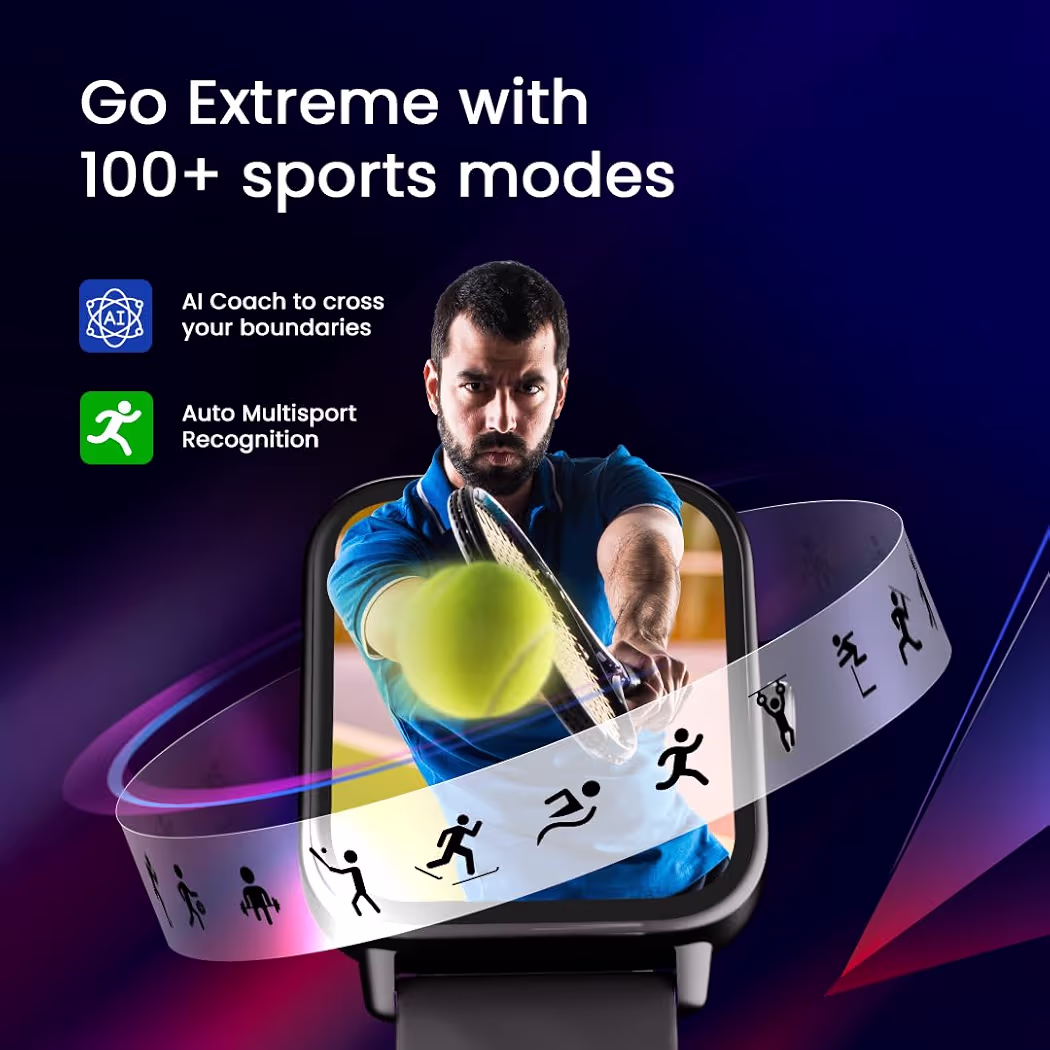 Fastrack Limitless Glide X 1.83" Smart Watch with Ultra UV HD Display, SpO2, Heart Rate & Sleep Tracking, Bluetooth Calling, 100+ Sports Modes, 5-Day Battery, Smartwatch for Men & Women (Blue)