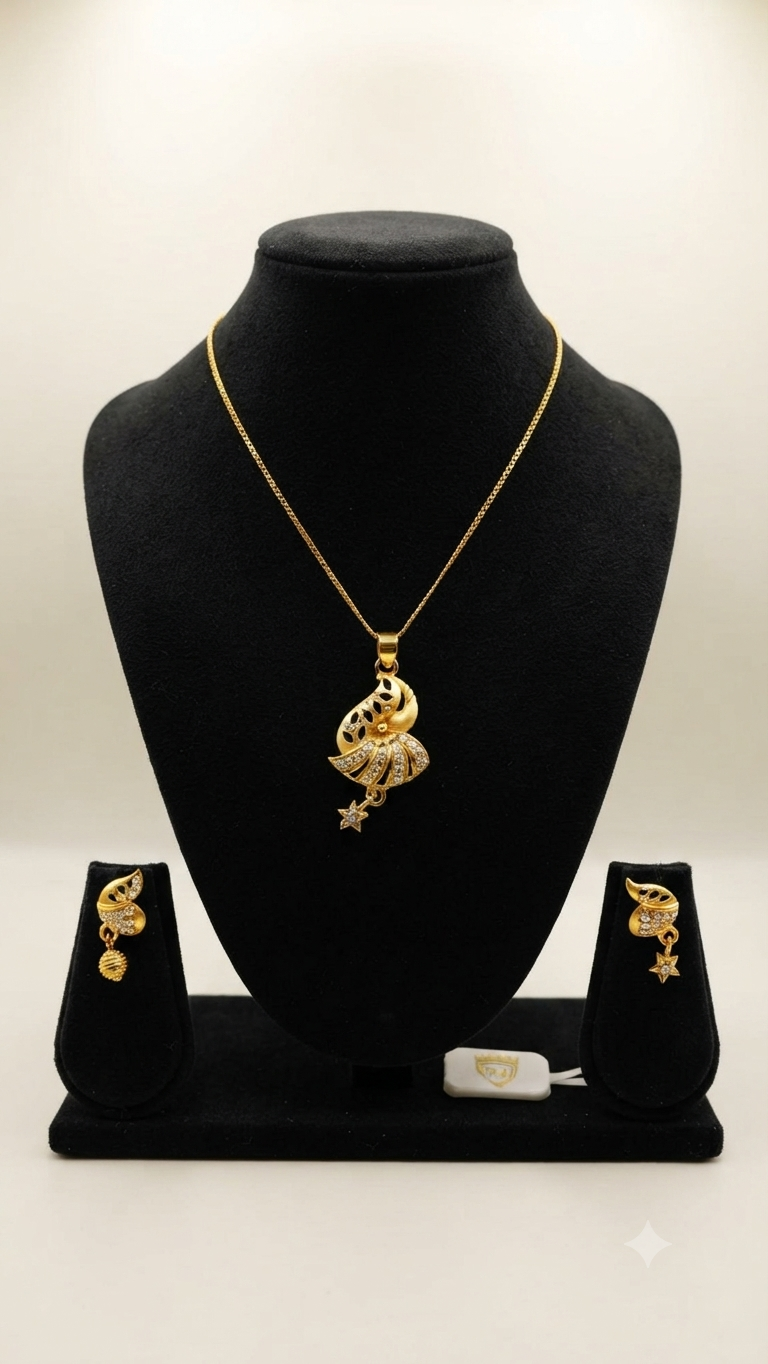 Gold-Plated Pendant and Earring Set
