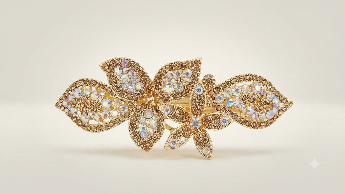Gold Leaf and Flower Hair Accessory.