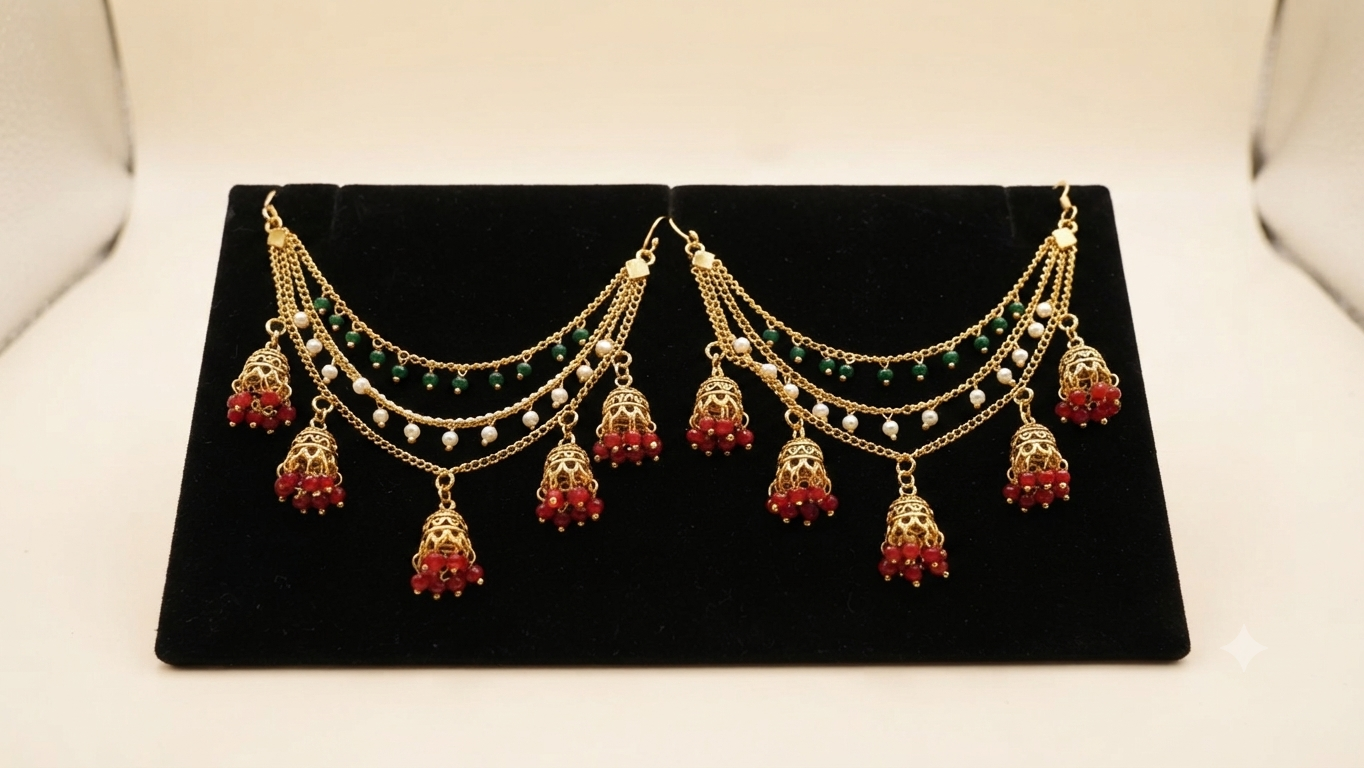 Multi-Layered Jhumka Ear Chain (Sahare