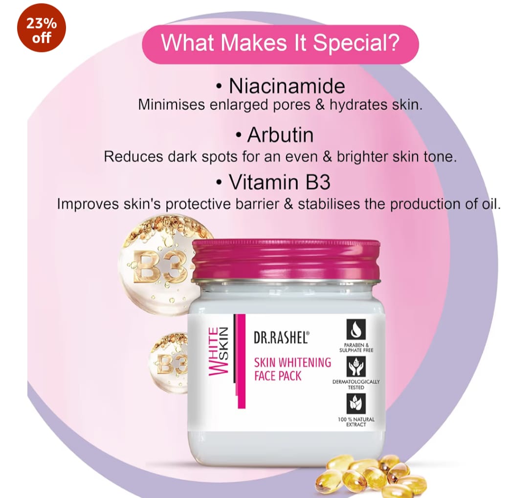 Dr.Rashel WHITE SKIN FACE PACK For Skin Whitening, Skin Lightening, Dark Spot, Reduce Pigmentation (380 ml)