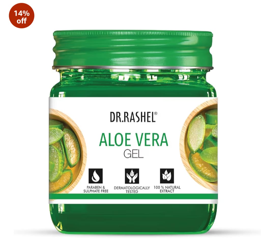 DR.RASHEL Aloe Vera Gel with natural Aloevera Extract for Men & Women for Moisturize and Sooth Glowing Skin with No Parabens, SLS, Silicones & Colour (380ml)