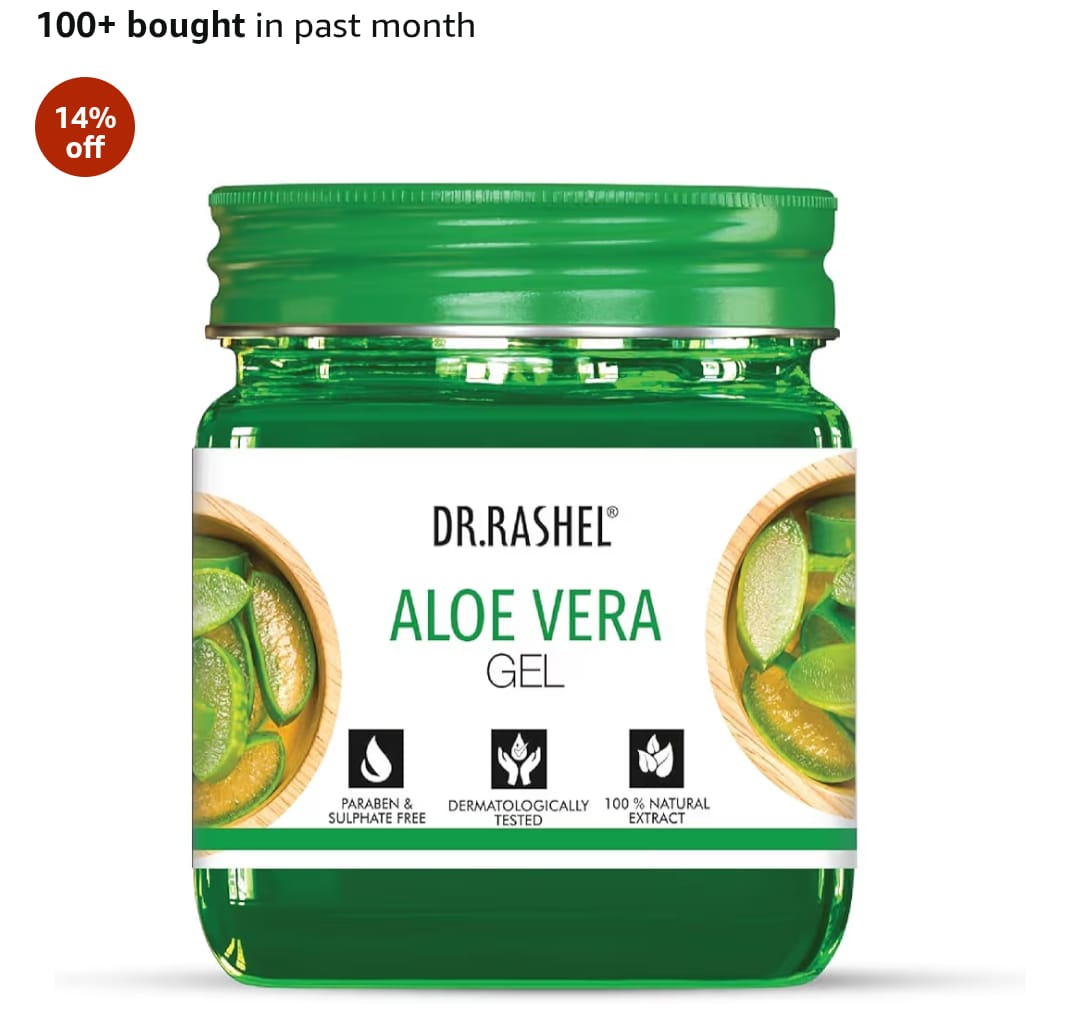 DR.RASHEL Aloe Vera Gel with natural Aloevera Extract for Men & Women for Moisturize and Sooth Glowing Skin with No Parabens, SLS, Silicones & Colour (380ml)