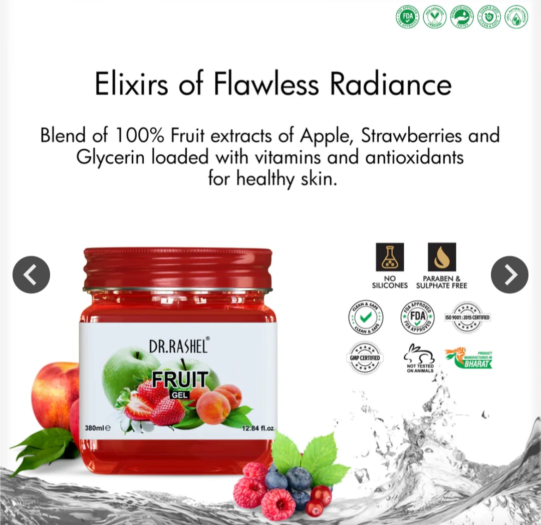 DR.RASHEL Fruit Gel For Face & Body | Natural Extracts for Radiant & Healthy Skin (380 ml)