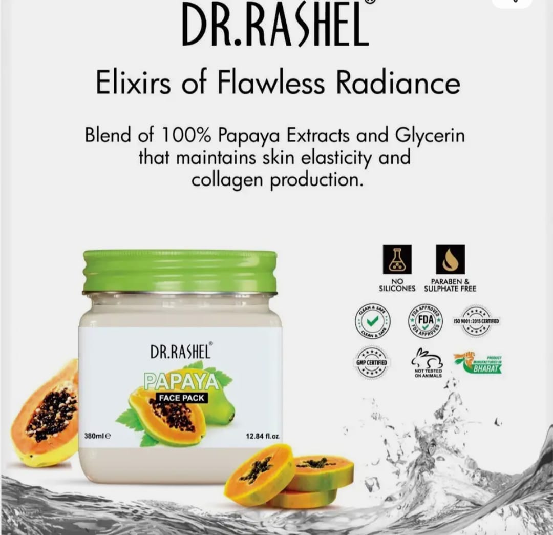DR.RASHEL Papaya Face Pack For Skin with Papain Enzyme Nourishing & Revitalizing (380 ml)
