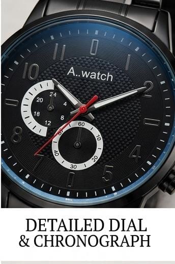 Analog Watch for Men | Black Textured Chronograph Dial