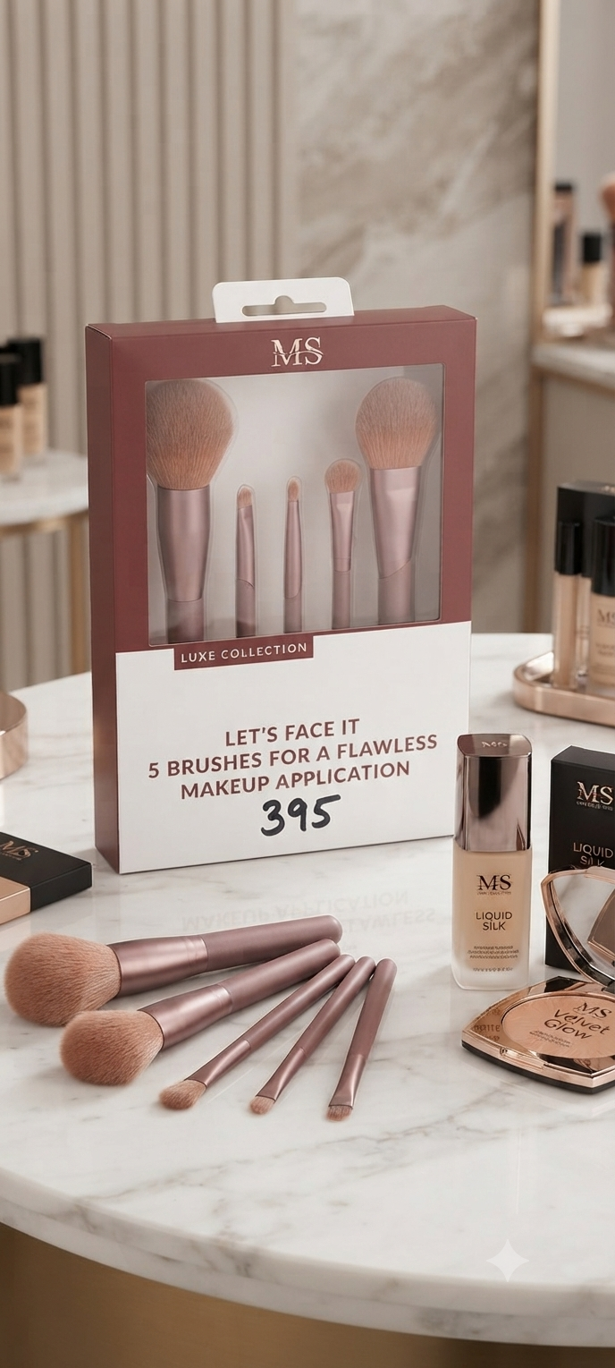 MS Luxe Collection - "Let's Face It" 5 Brushes for a Flawless Makeup Application